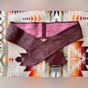 Vintage Calvin Klein Burgundy Leather Wrap Belt